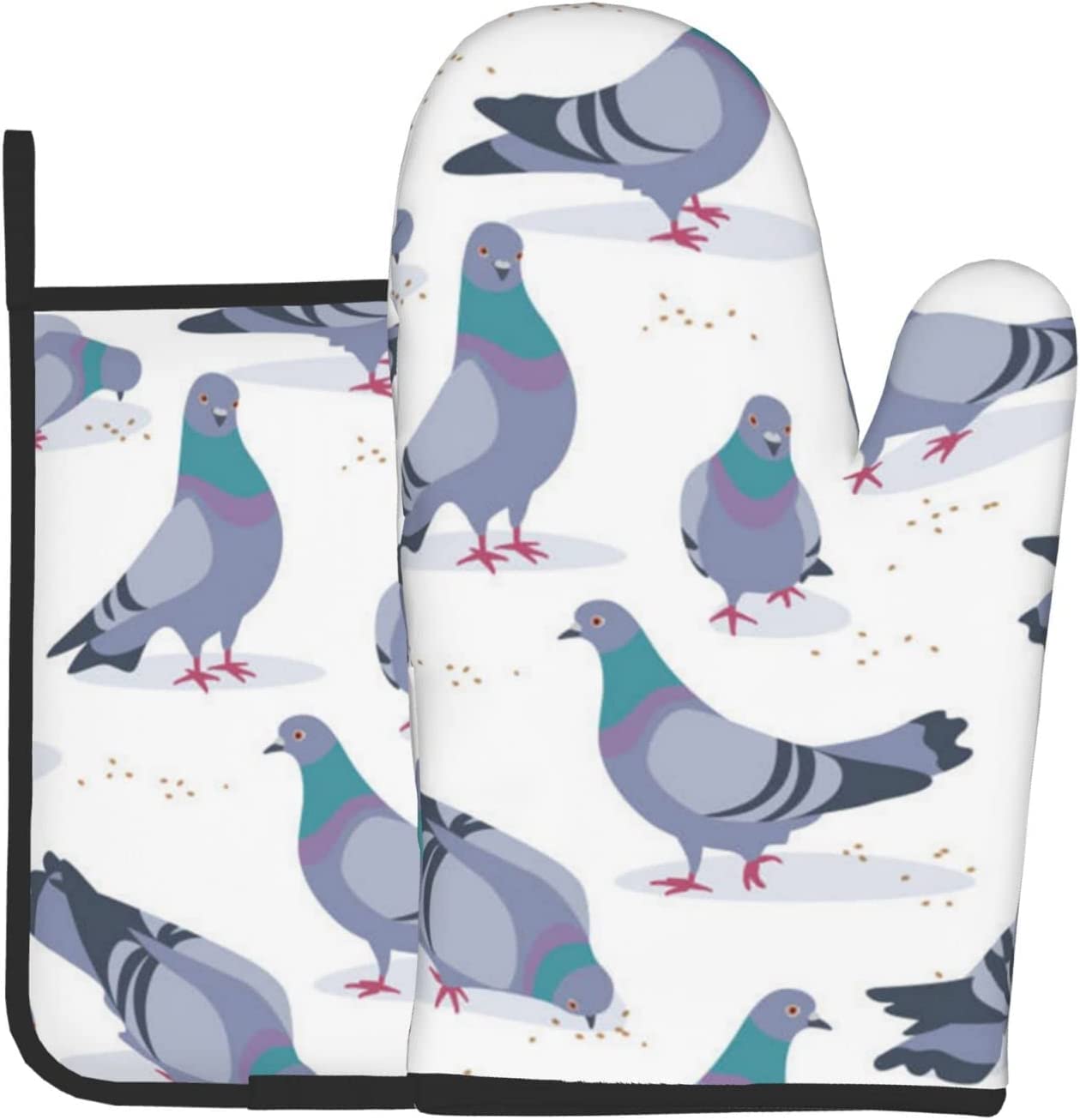 Bluish Pigeons Oven Mitts And Pot Holders,Cooking Gloves, Heat Resistant Baking Mitts