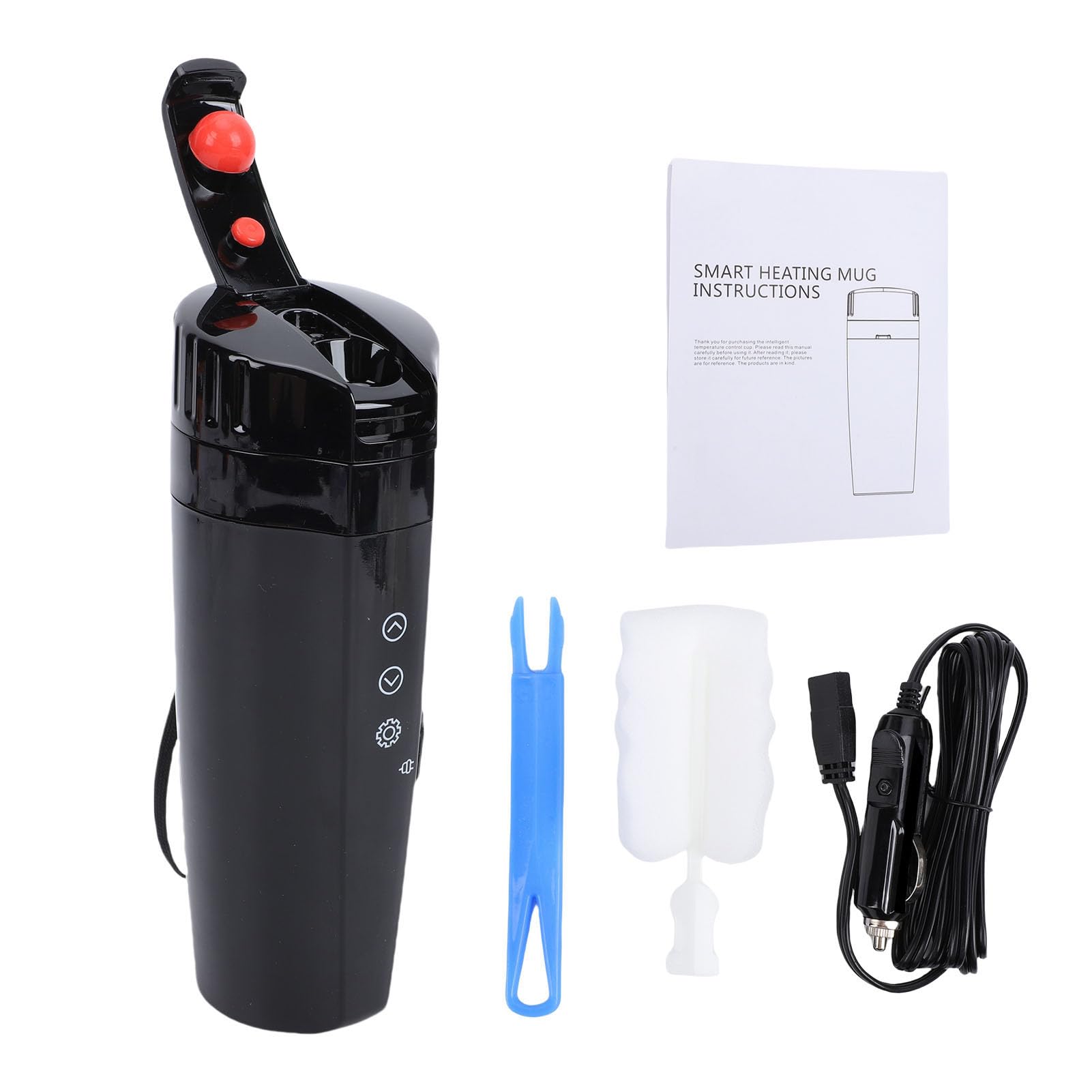 Haofy Taza con Calefacción para Automóvil Taza de Viaje con Calefacción Eléctrica de 400 Ml de Capacidad, Caldera de Agua Portátil de Acero Inoxidable con Pantalla LED y Control de Temperatura para
