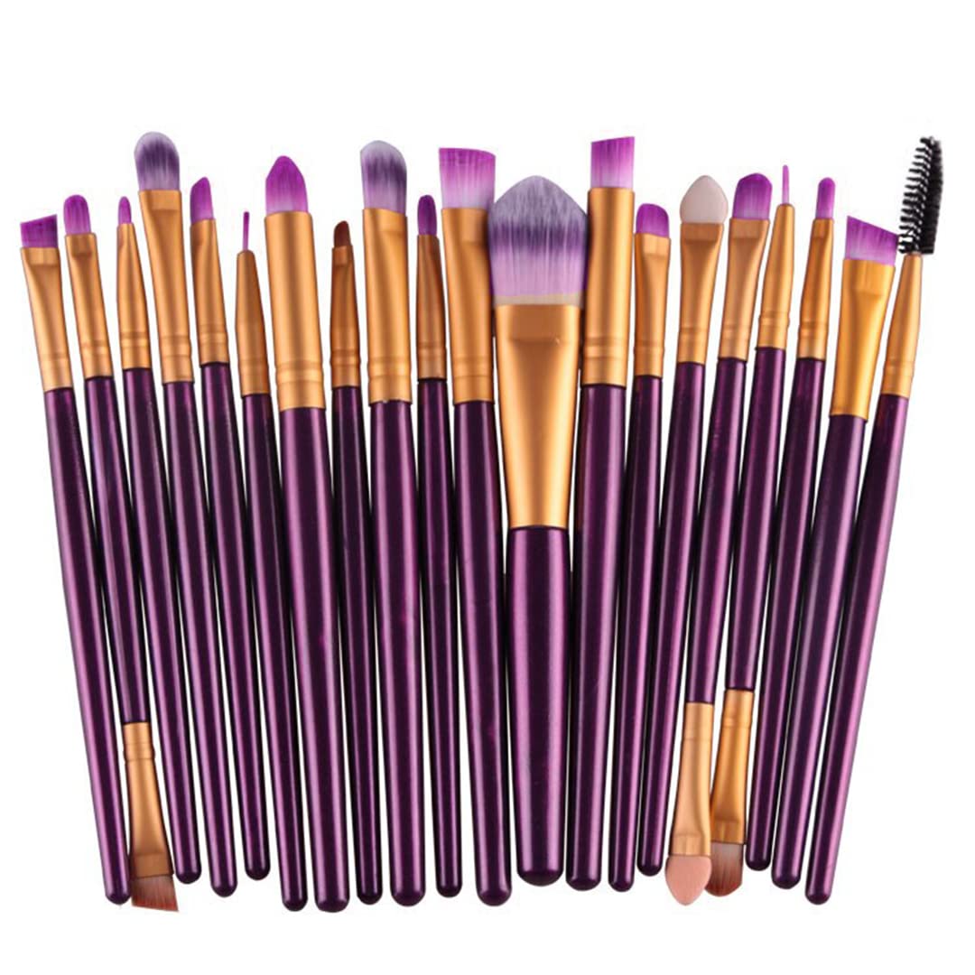 MUJGAN 20-Piece Makeup Brushes Set Powder Brushes Eyeshadow Brush Gift Set Valentine's Day Gift Set (Purple)