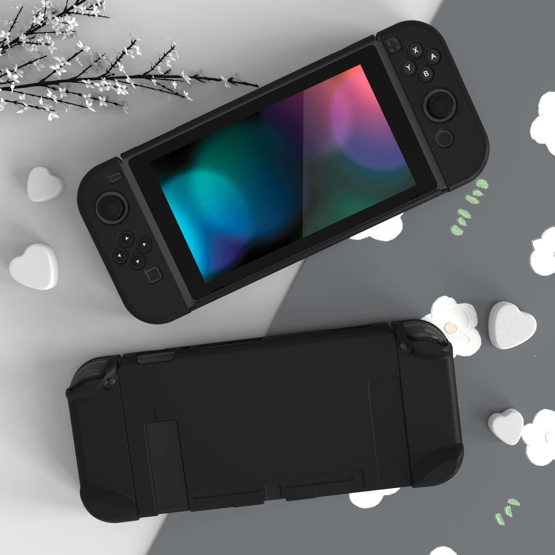 eXtremeRate PlayVital Coque pour Switch Coque Protection pour Nintendo Switch Accessoires Housse Étui,Absorption Chocs & Antirayures-Noir - 4