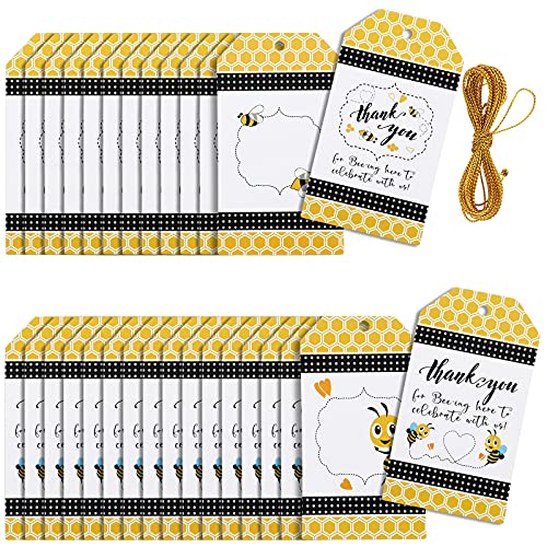 60 Pieces Bee Thank You Favor Tags Thank You for Bee-ing Here Tags Tags Honey Bee Gift Hang Favor Tags Party Favor Gift Tag Cards Thank You Party Gift Tag Cards for Wedding Birthday Baby Shower Party