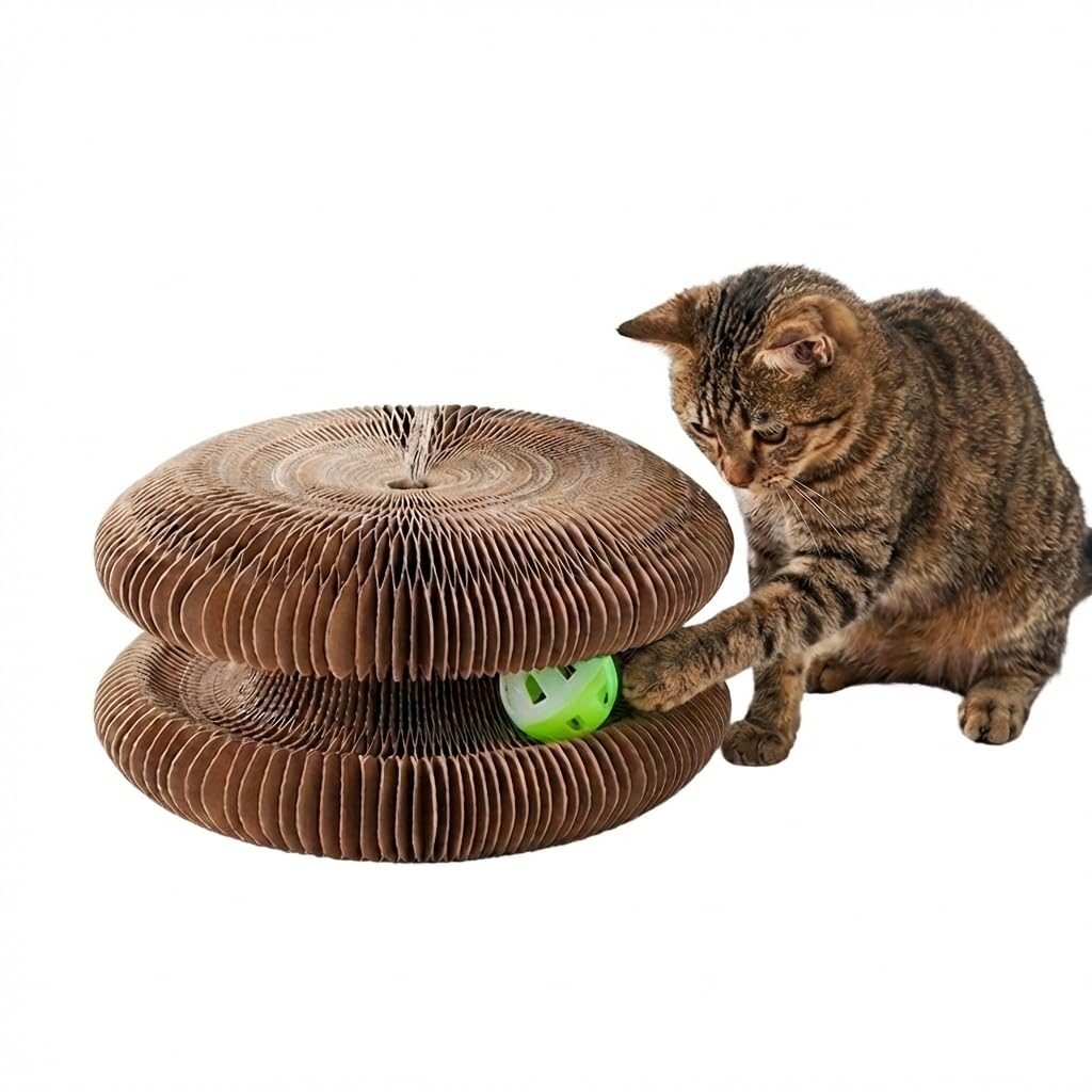 Magic Cat Scratch Board, Organ Scratching Toy Foldable Accordion Interactive Scratching Pad, Cardboard Scratcher for Indoor Cats (Cardboard Scratcher-1PC)