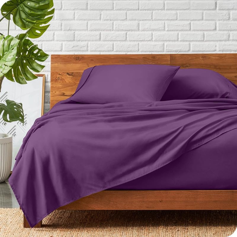 Amazon Brand � Umi 100 GSM Brushed Micro Fabric Fitted Bedsheet with Flat Sheet and 1 Pillow Cover - Purple (B0CHN5RD1L) Amazon Price History, Amazon Price Tracker