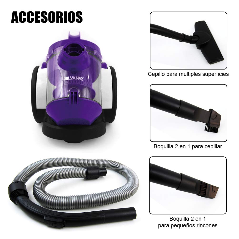 SILVANO HVC-922 Aspirador ciclónico de diseño compacto (Morado)