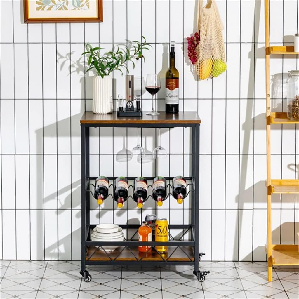 クラシックキッチンバーカートサービングトロリー頑丈なスチール