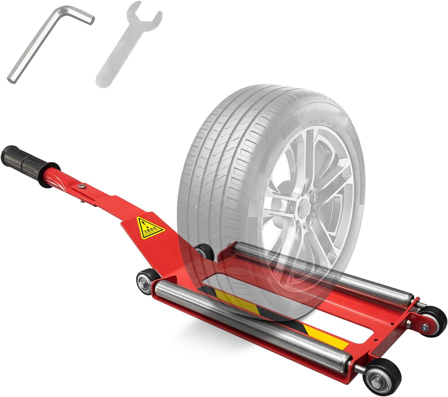 Trac Tire Jack, Heavy Duty Portable Tire Lifting Tool with Roller Plate & Removable Handle, 100LBS Capacity Car Tire Jack Tool for Easy Tire Removal and Installation, Fits Cars, SUVs, Trucks