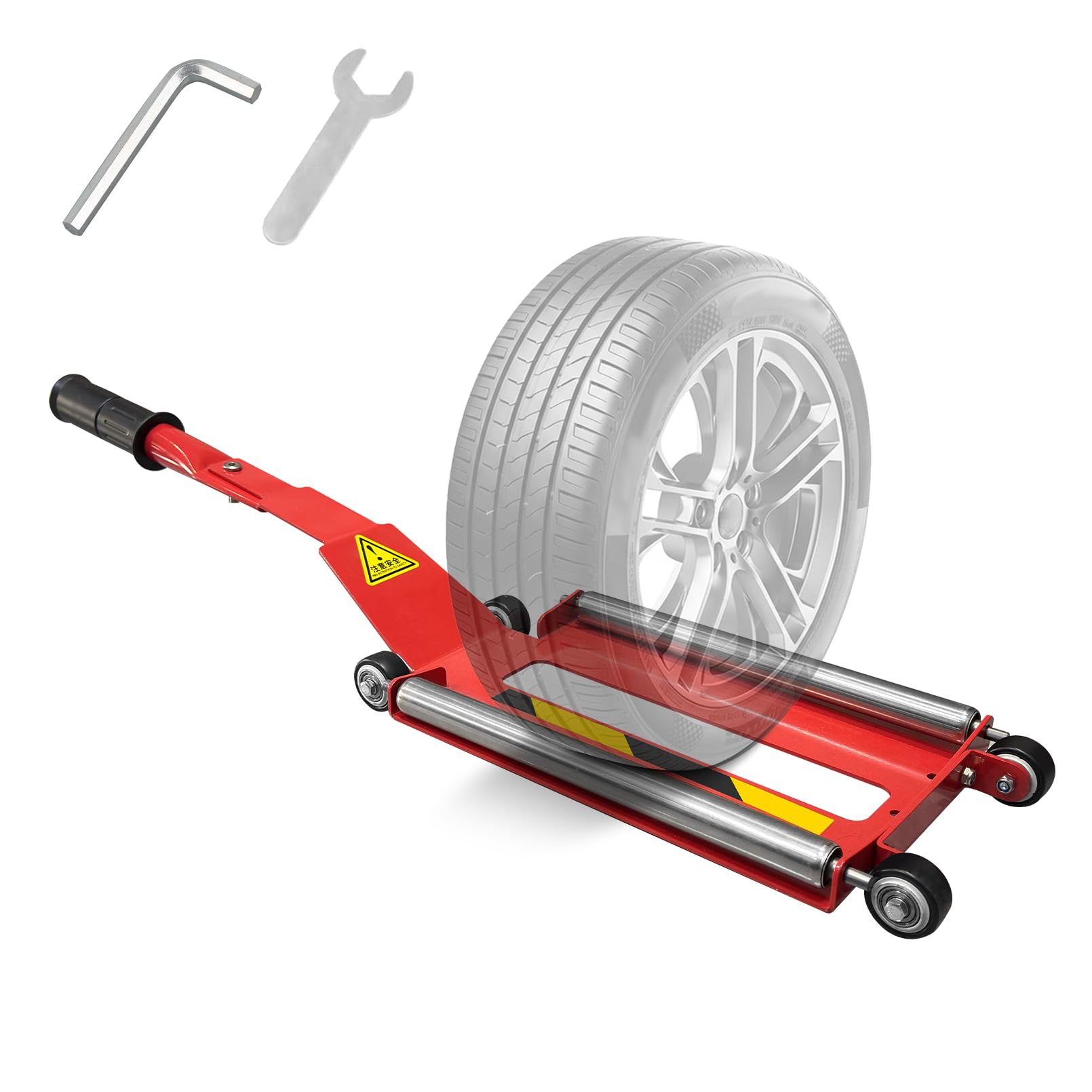Photo 1 of Hlplenn Trac Tire Jack, Heavy Duty Portable Tire Lifting Tool with Roller Plate & Removable Handle, 100LBS Capacity Car Tire Jack Tool for Easy Tire Removal and Installation, Fits Cars, SUVs, Trucks