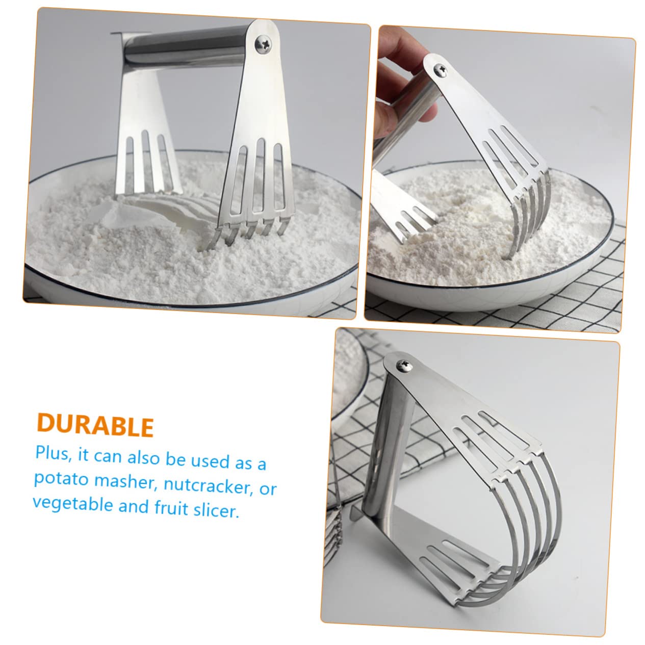 Happyyami Dough Cutter Baking Gadgets Butter Bakery Pastry Blender Biscuits Pasta Making Tools Baking Supplies Pastry Cutter Reusable Dough Kitchen Flour Stainless Steel Silver