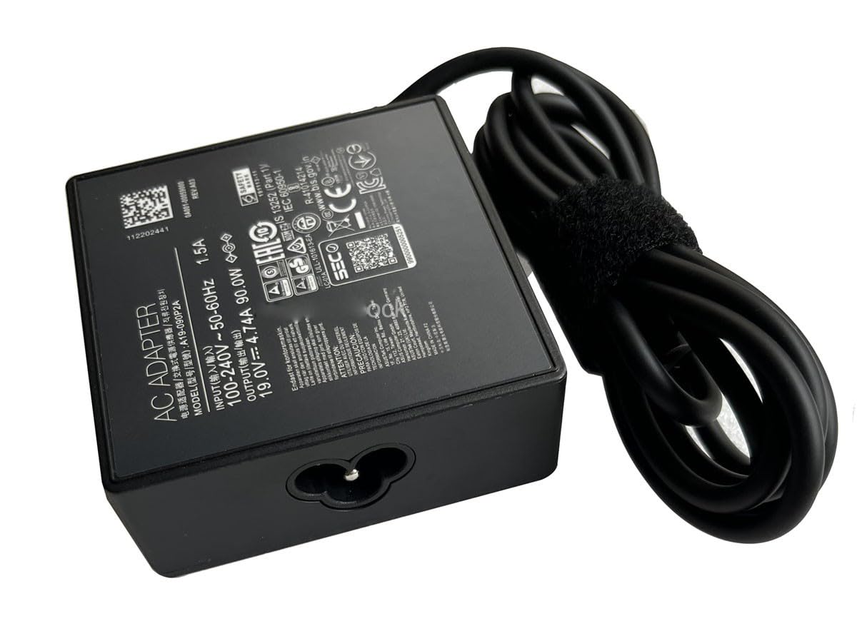 Adapter AC 19 V, 4,74 A, 90 W, kompatybilna z ASUS Vivobook 16X K3605VA 4,5 mm