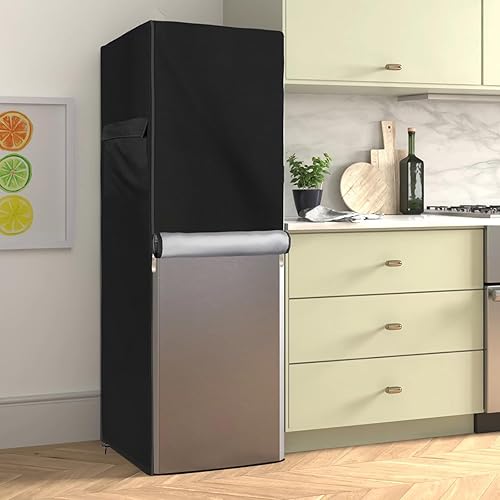 Miniatura 7 de Funda para refrigerador para exteriores, 600D, resistente, 100% impermeable, cubierta vertical para congelador, fundas exteriores para refrigerador.