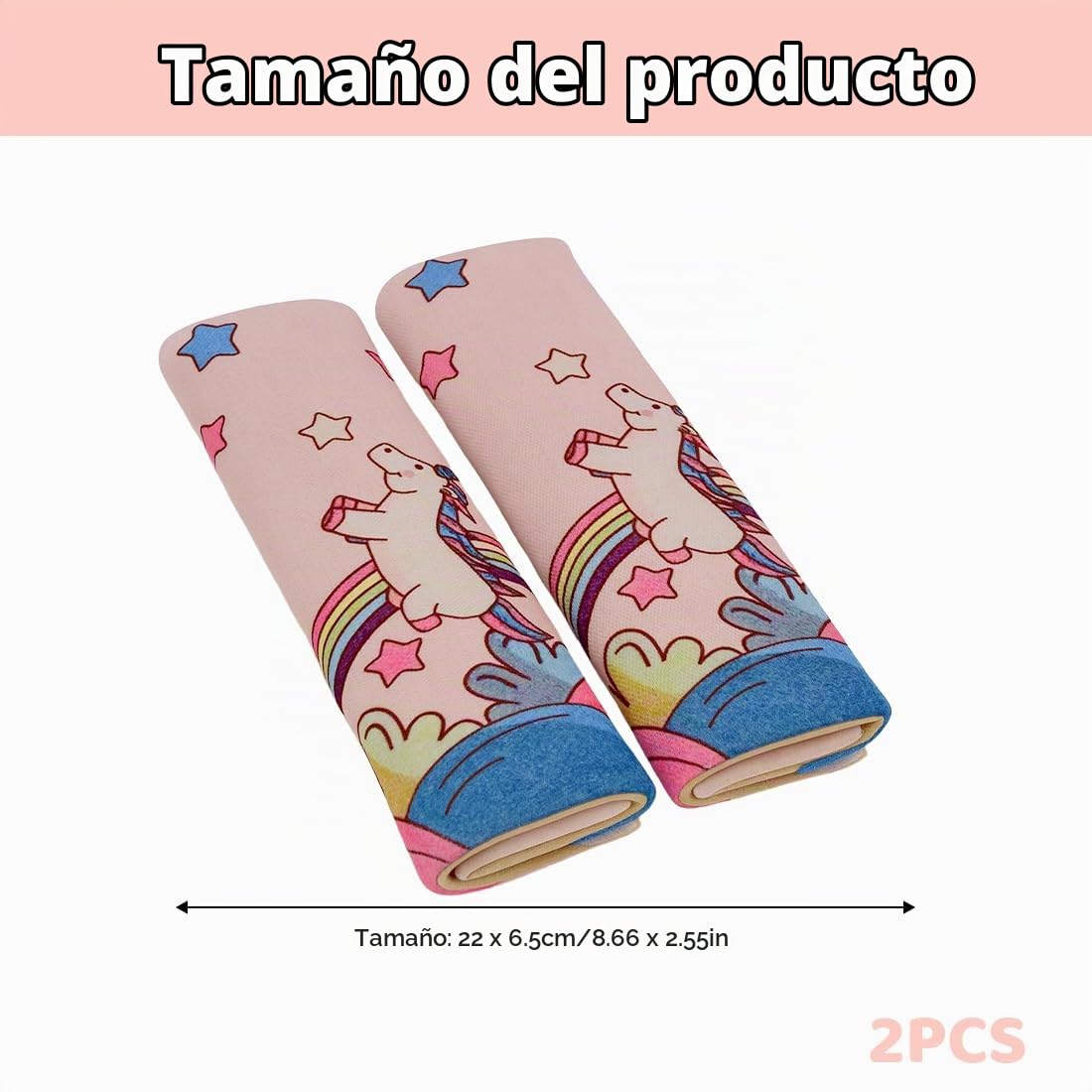 2 Piezas Protector Cinturon Coche Niños, Almohadilla Cinturon Coche, Coche Protector Cinturon Niños Almohadilla, Almohadilla para Coche con Dibujos de Unicornio para niños,