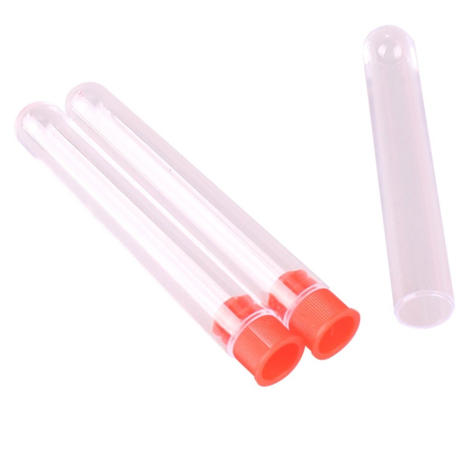 LAB-MRO Transparent Plastic Test Tube with Red Cap,12x75mm,Pack of 10
