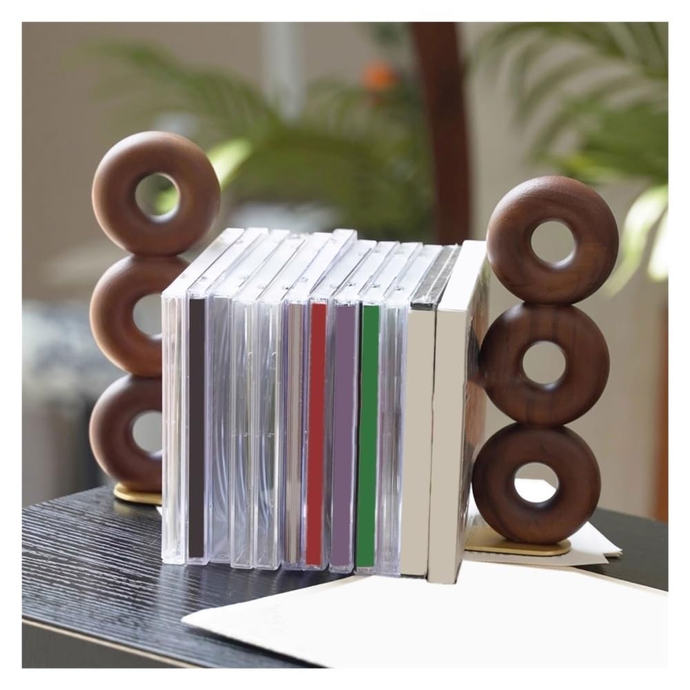 Deposito di Dischi in Vinile, Portadischi in Vinile da Tavolo in Legno in Stile Industriale con Base in Ottone for salotti di casa e Ufficio,Custodia del CD