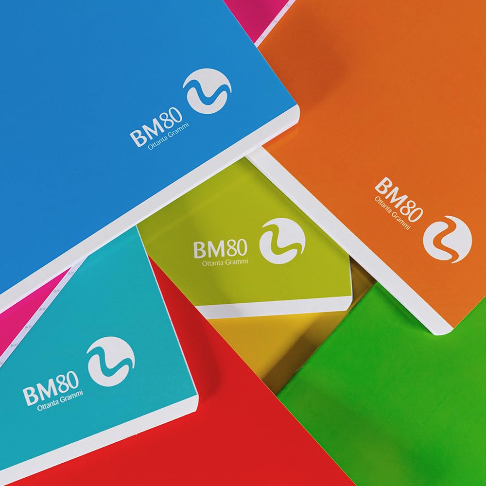 BM BeMore - Color Basic 0110606 - Notebook A4 - Ruling Q - Squares with Margins - Paper 80 g/m² - 9 Assorted Colours - Pack of 10 - Image 3