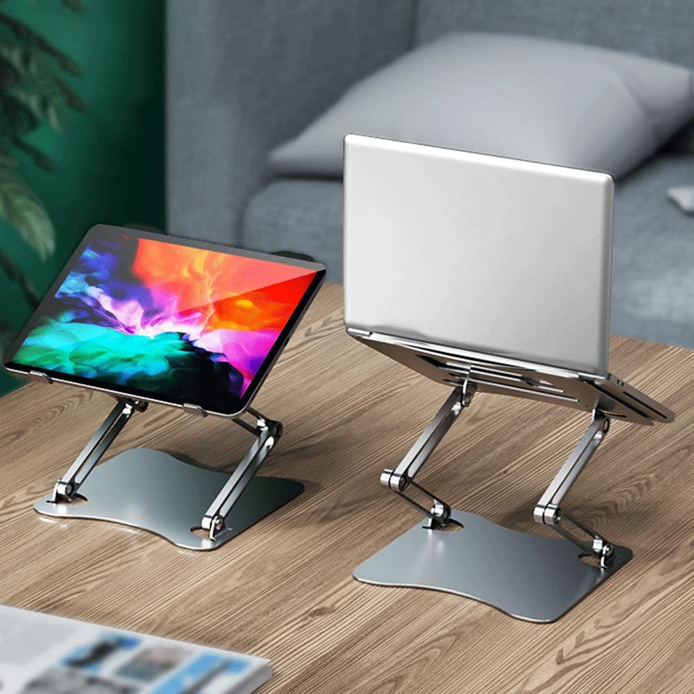 Tonmom Laptopstandaard voor bureau, verstelbare laptopverhoger ABS siliconen opvouwbare schootbureau draagbare computerhouder, geventileerde koeling