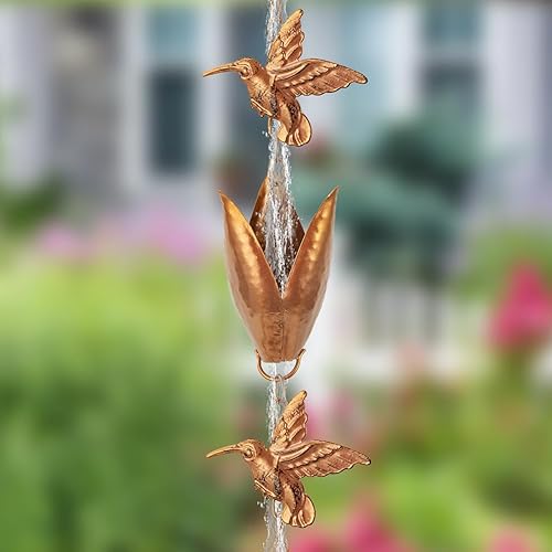 Miniatura 2 de Qipade Cadenas de lluvia negras para canalones, cadena ajustable para drenaje de aleros, Hierro