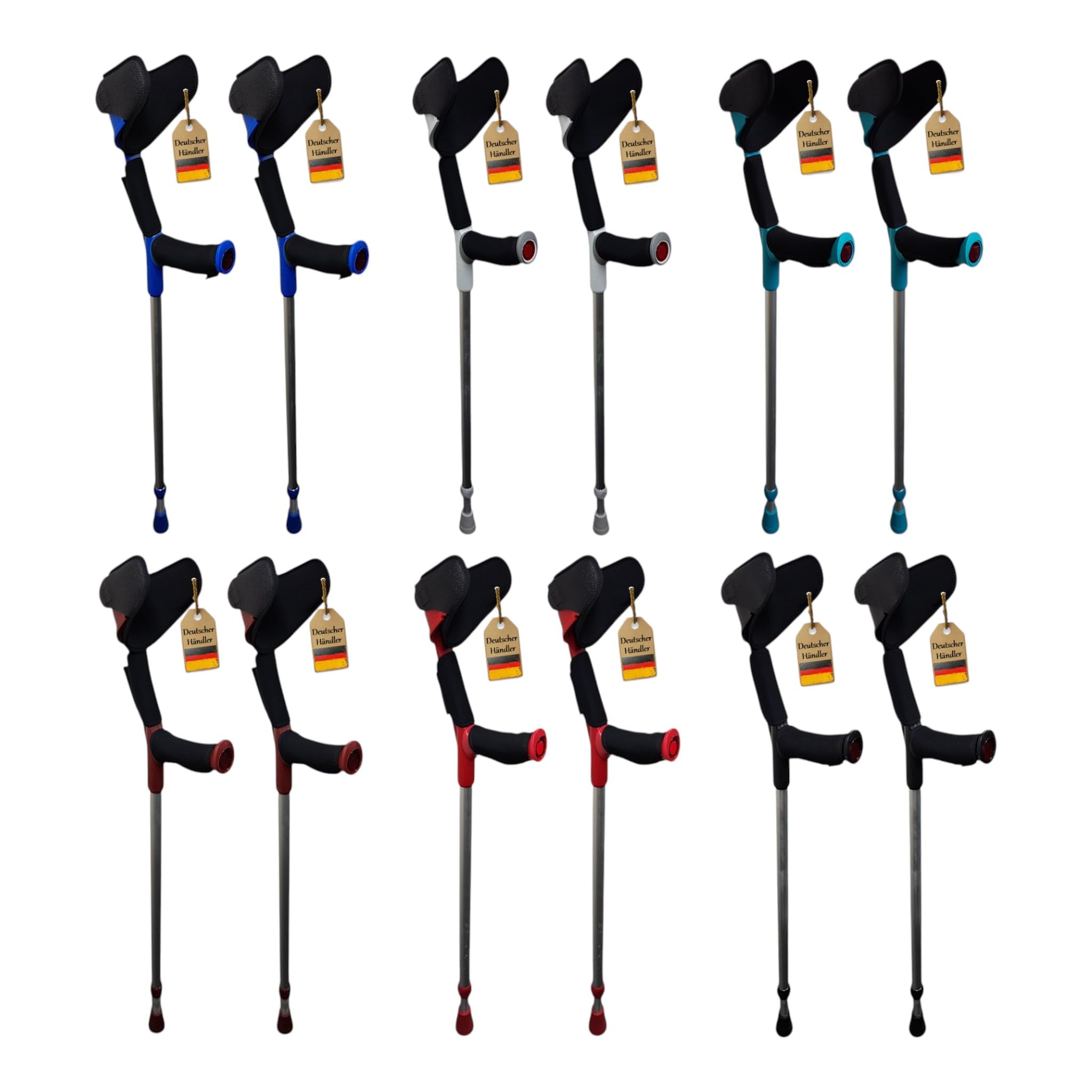 2x Krücke mit Polster von FabaCare, Softgriff Magic-Soft, Unterarmgehstütze mit Softgrip, Gehhilfe höhenverstellbar, leichte Gehstütze, Unterarmkrücke bis 130 kg, Türkisblau