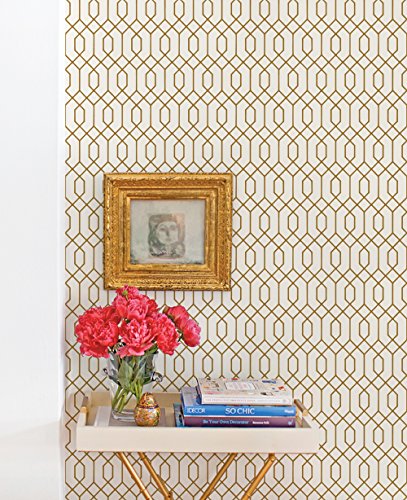 Geometric Hexagon Wallpaper - Peel And Stick - By Simple Shapes (Single Sheet 2Ft X 4Ft, Gold) #TOP3