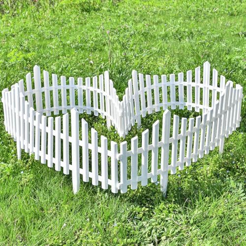 Image of HASTHIP 4Pcs Outdoor Garden Fence Border, 60x33.5cm Garden Edging Fence Decorative, PVC Plastic Garden Picket Fence Panel, White Decorative Fence for Garden, Decorative Fencing for Pathway, Yard