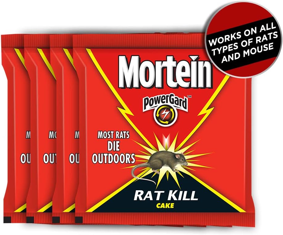 PowerGard Rat Kill Cake, 25g x 4 (Pack of 4)| Kills Rats Outdoors in One Feed | Effective Against All Types of Rats | Effective Rat Killer for Home, Car & Outdoors| Kills Rat, Mouse and Rodents