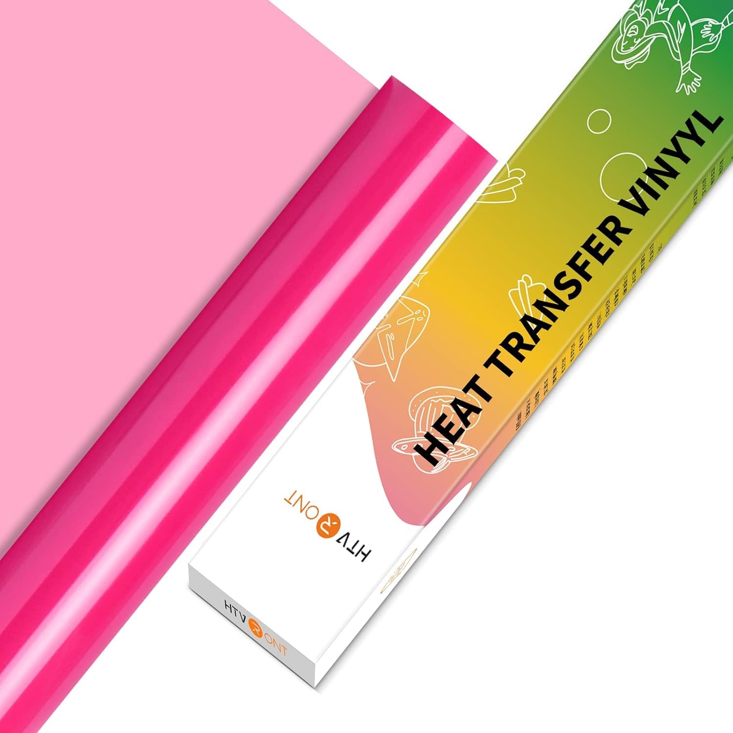 HTVRONT HTV Vinyl Rolls Heat Transfer Vinyl - 12" x 5ft Neon Pink HTV Vinyl for Shirts, Iron on Vinyl for All Cutter Machine - Easy to Cut & Weed