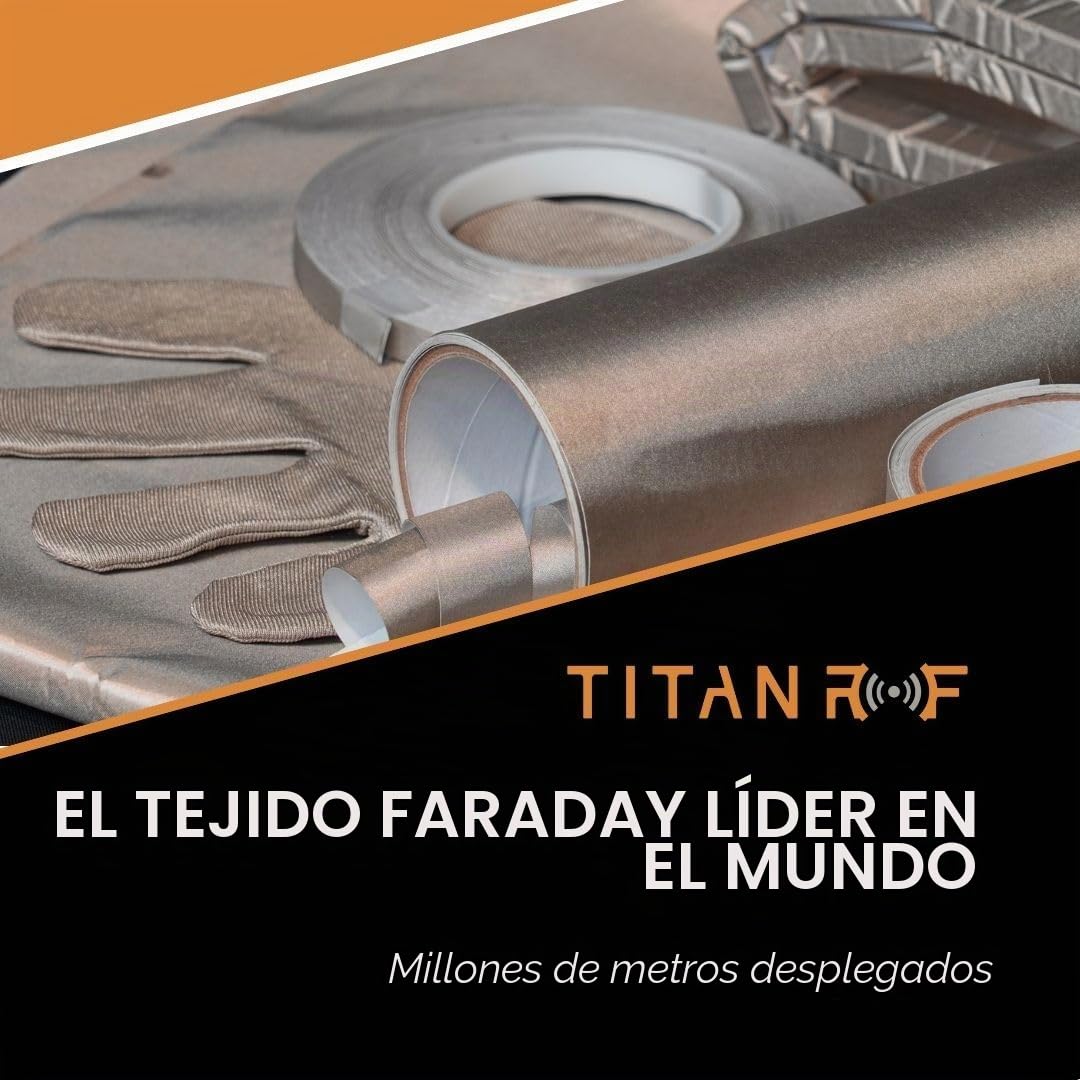 TitanRF Faraday Fabric 44" x 36" (.91m x 1.1m) + Extra 36" TitanRF Tape! Military Grade Certified Material Blocks RF Signals (WiFi, Cell, Bluetooth, RFID, EMF Radiation Shielding)
