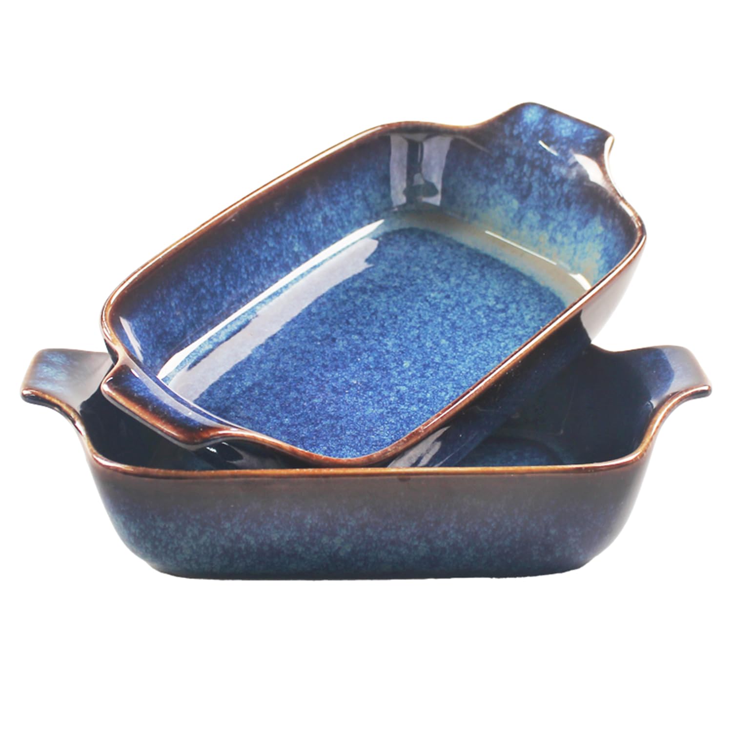 LIUYWYHCF Ceramics Au Gratin baking Dishes Set of 2, Baking Tray Bake ware, 10.5 oz Ramekins, for Pie Pan, Appetizer, Tart, Dessert, Quiche, Oven Small dish, individual dishes (Rectangular 9 Inch)