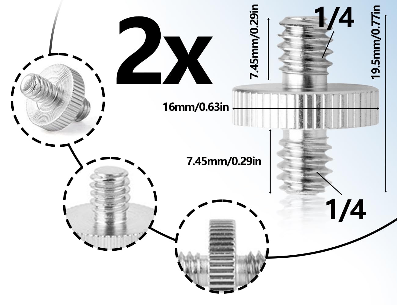 2 Adattatori Filettatura 1/4 Pollice Per Fotocamera - Per Treppiedi E Supporti - Foto 7