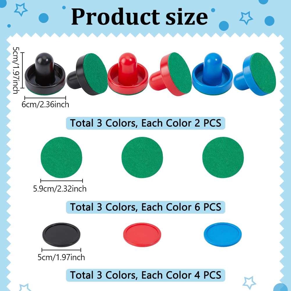 UNICRAFTALE 24Pcs Poussoirs Et Palets pour Air Hockey Accessoires De Jeu