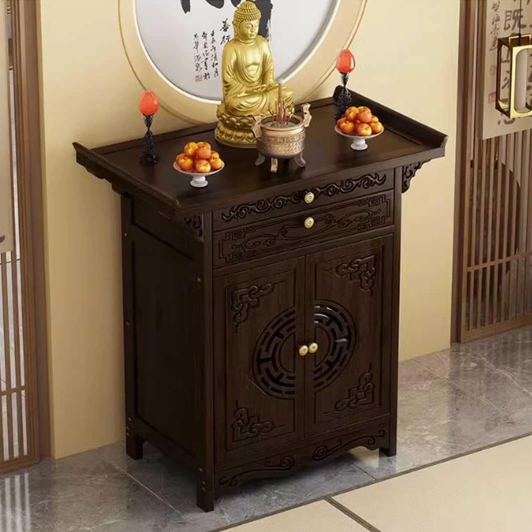 Mesa de altar budista con almacenamiento mueble de meditación genérico de 100 cm de altura