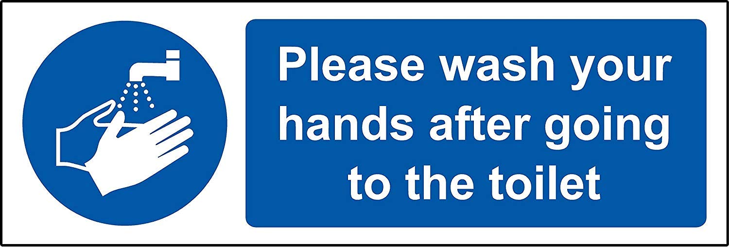 Please wash your hands after going to the toilet Safety sign - 1.2mm Rigid plastic 150mm x 50mm