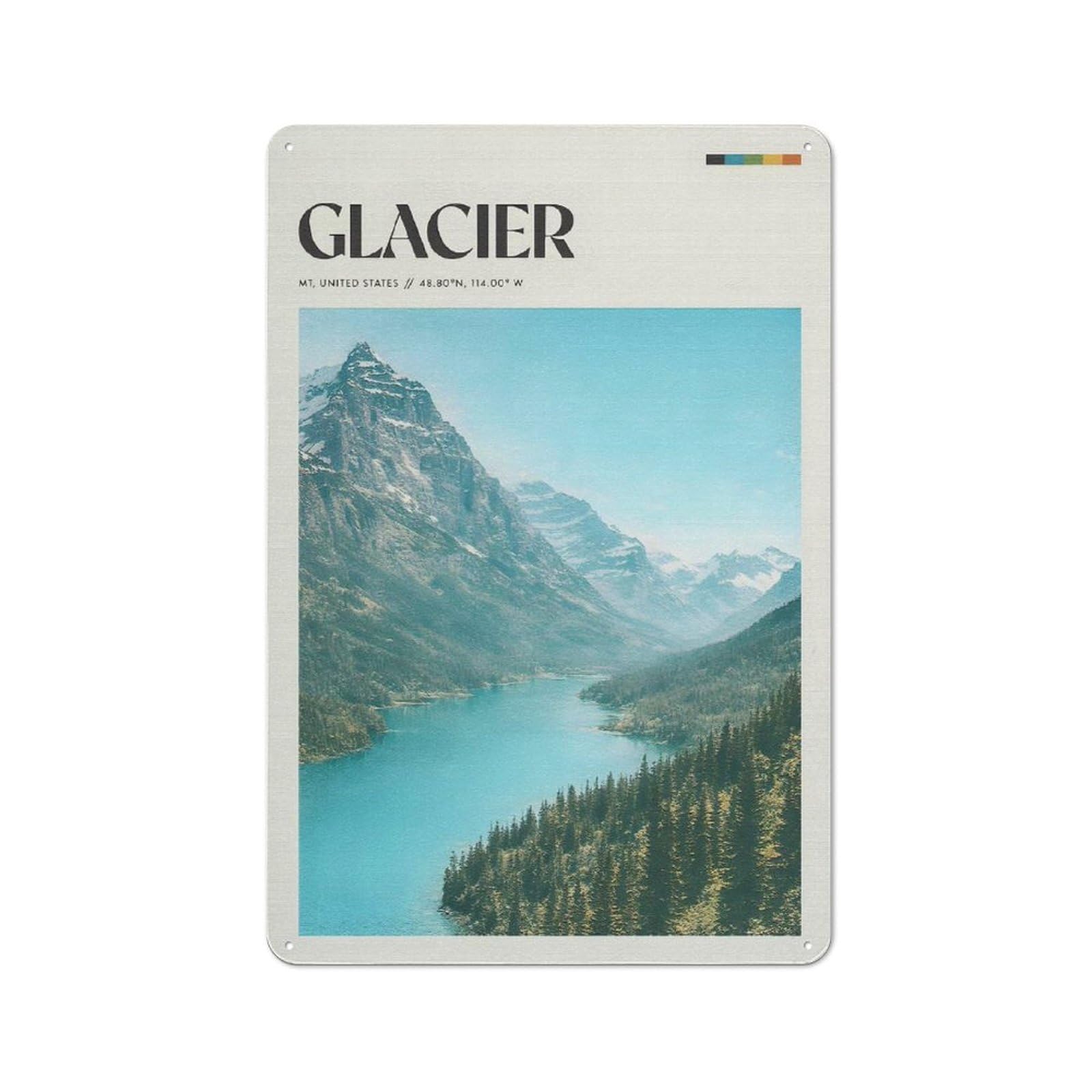 Junmoney Style-18 Tin Wall Plaque 30X20cm With Glacier National Park (2) For Guest Room Or Hallway, For Garage, Workshop And Man Cave Decoration