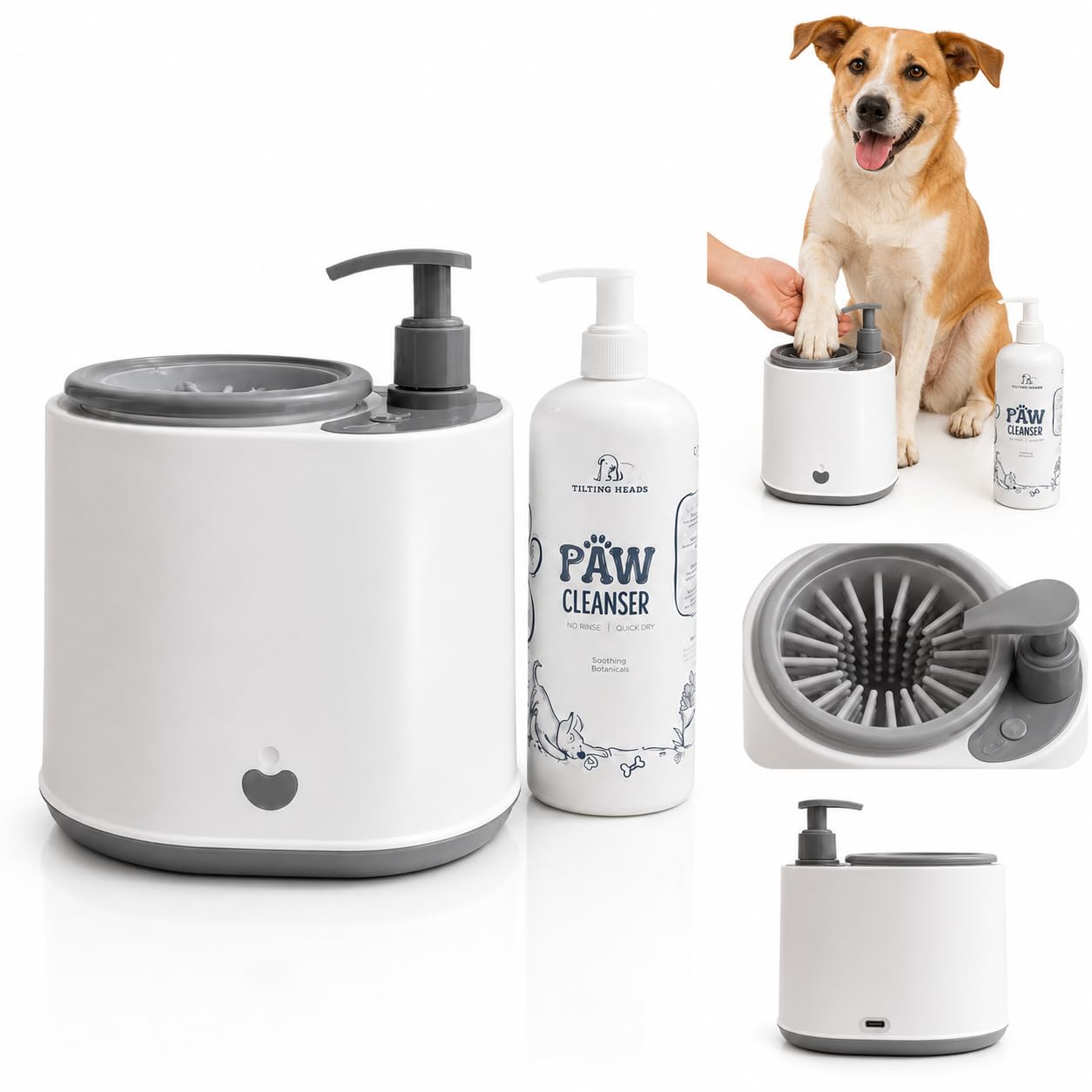 PawTech Cleaner Electric Dog Paw Washer | Automatic Paw Cleaning Device with Soft Silicone Bristles | Includes 500ml Paw Cleanser | Portable Pet Paw Cleaning Machine for Dogs-image-42