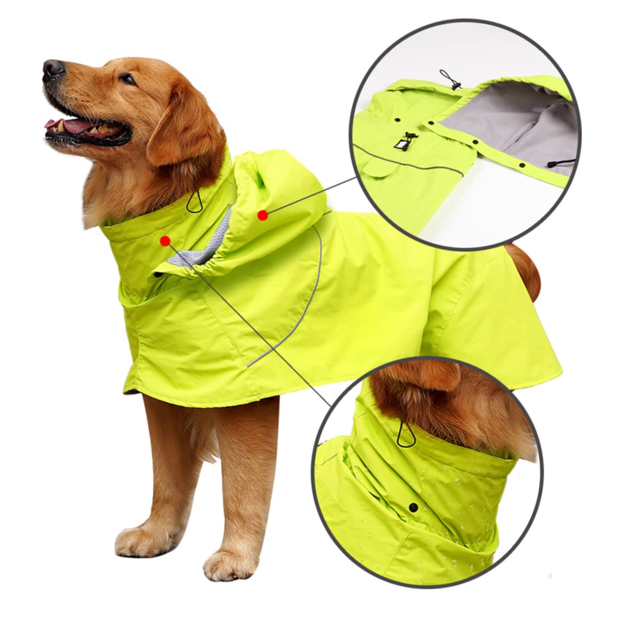 Manteaux de Pluie imperméables pour Chien, imperméable pour Chien, 2 pièces Dealspet Supplies Poncho pour Chien, Coupe-Pluie, Elizabeth Circle, col Haut, Veste