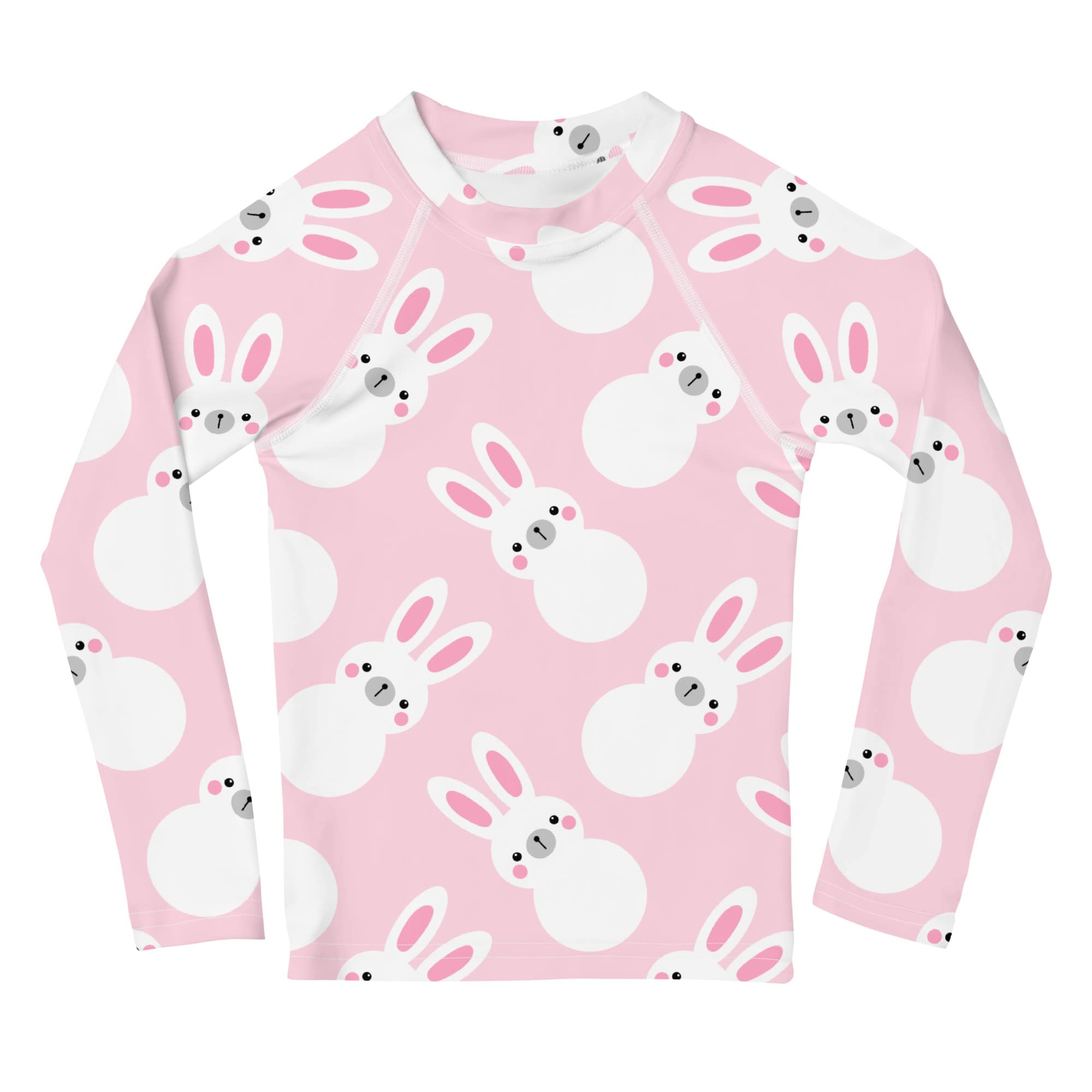 Rashguard Kinder Mädchen, Langarm, Badeshirt, Schwimmshirt, Sonnenschutz, Badebekleidung, Schnelltrocknend, UPF 50+, Rash Top mit Print, Rash Guard Shirt, UV Shutz, Bunny, 92-128 cm