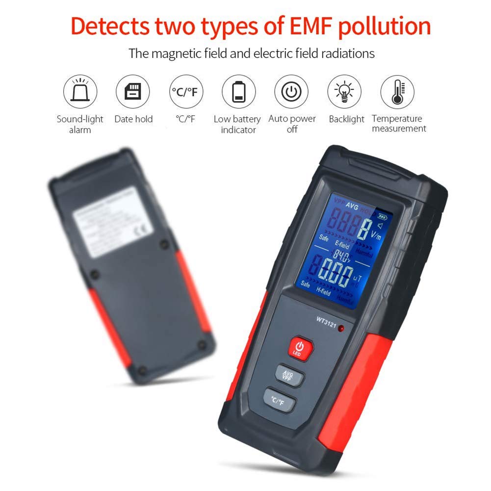 Digitale 3-in-1 EMF Meter - Elektrisch & Magnetisch Veld + Temperatuur - Oplaadbaar