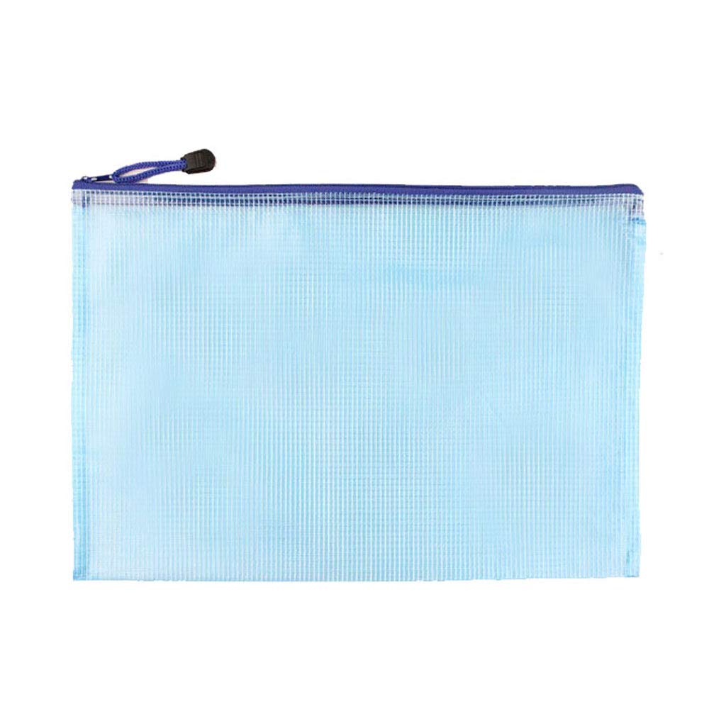 Zipper File Wallet A3/A4/A5 Zipper File Bags, 5 Pieces File Document Bags Waterproof Document Wallets for School, Office, Homework, File Storage, Paper Organization (A3, Blue)