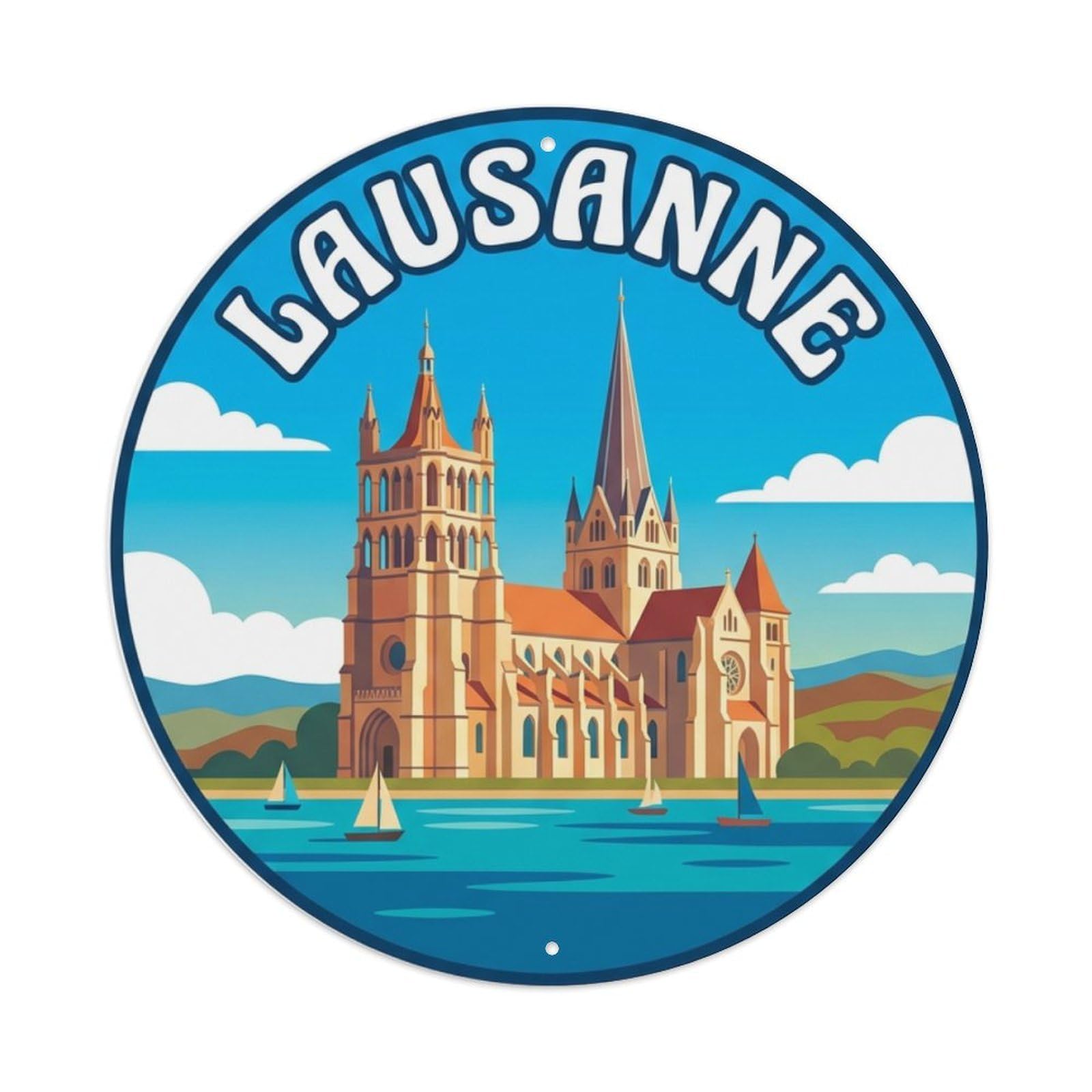 Metal Tin Sign Retro Travel Switzerland Lausanne