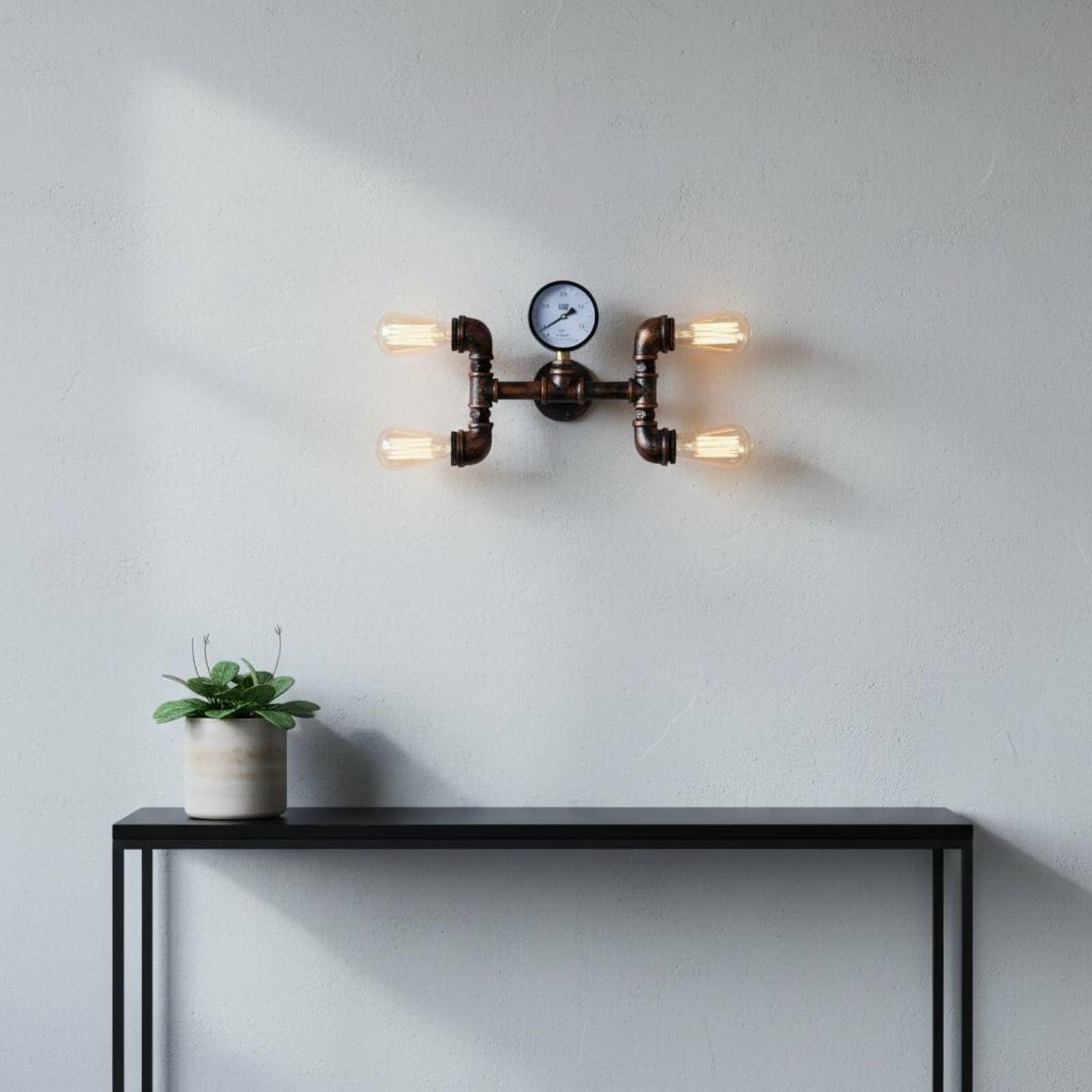 Lampada da Parete Vintage Applique Industriale a Muro Lampada Tubo in Ferro Applique Retrò Finitura Metallo Rustica Robustezza E Funzionalità per