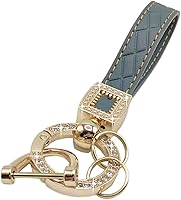 Vista 12 de Llavero de cuero de microfibra, llaveros de diamantes brillantes para mujer, soporte para llavero de automóvil con rotación de 360 grados