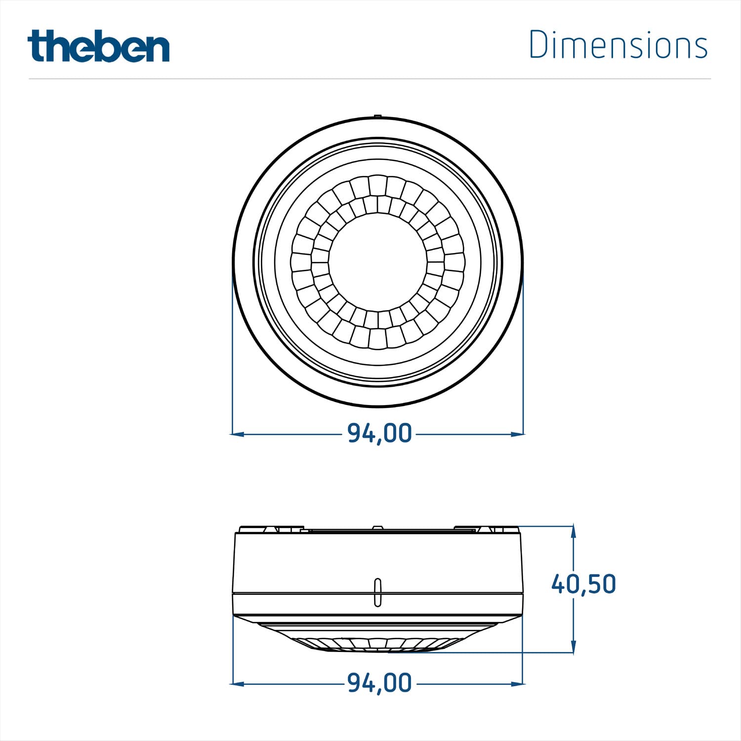 Theben 1030062 LUXA 103 S360-100-12 AP WH détecteur de présence 360°