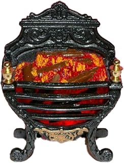 Dolls House Ornate Georgian Glowing Log Fire Miniature Fireplace Accessory 12V