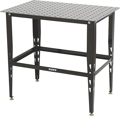 Miniatura 7 de Klutch Mesa de soldadura de acero, capacidad de peso de 600 libras, agujeros de 0.630 in, kit de montaje de metal de 24 piezas, mesas de soldadura