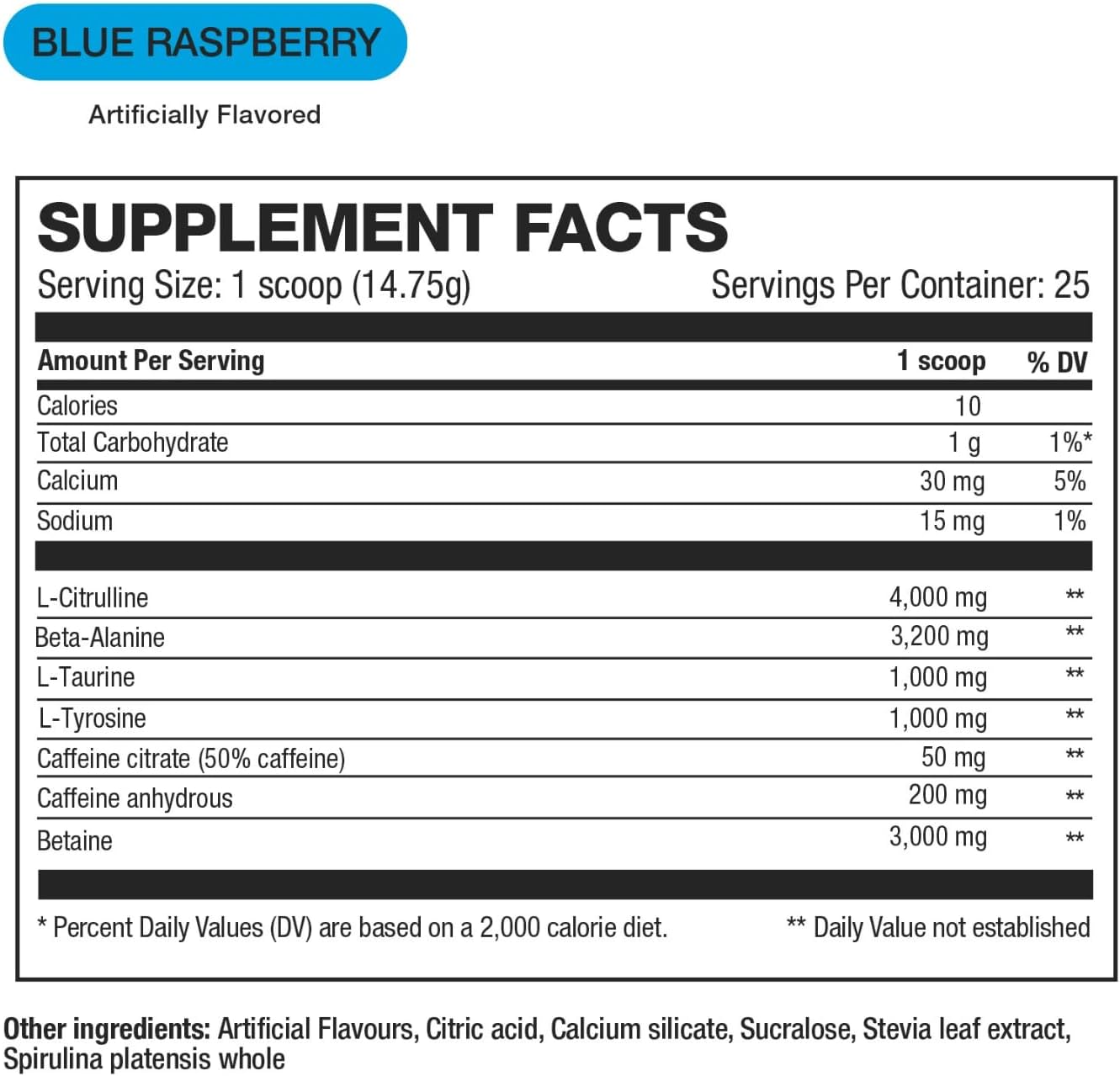 HD MUSCLE PreHD Essential Pre Workout | for Energy, Endurance, & Focus | with Citrulline & Beta Alanine | 225mg Caffeine Matrix | 25 Servings (Blue Raspberry)