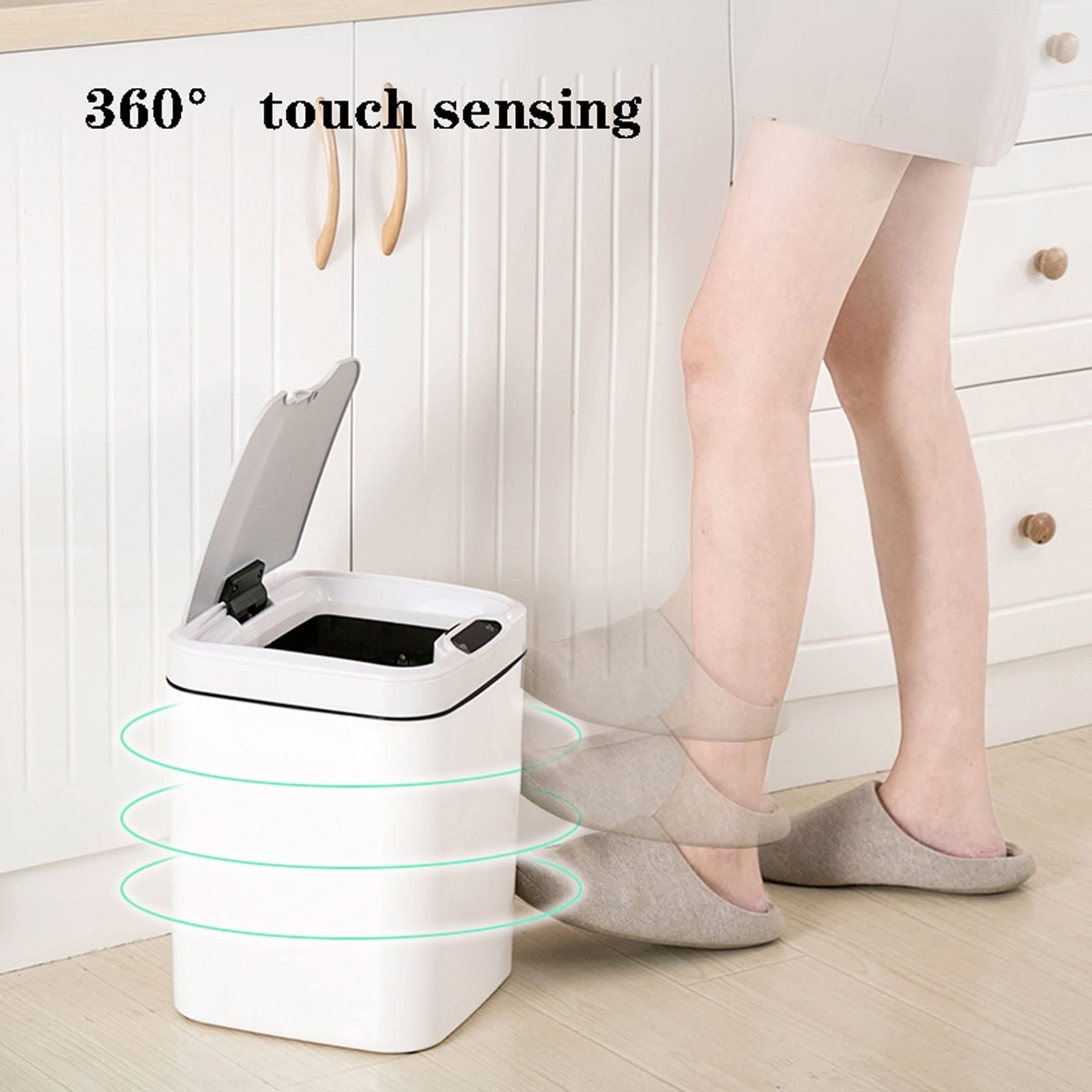 Papelera de baño Sensor Inteligente de 15 l con Tapa, Gran Capacidad, Dormitorio, Sala Estar, Cubo Basura, Cocina, baño, Papelera Grande, Oficina, Estudio