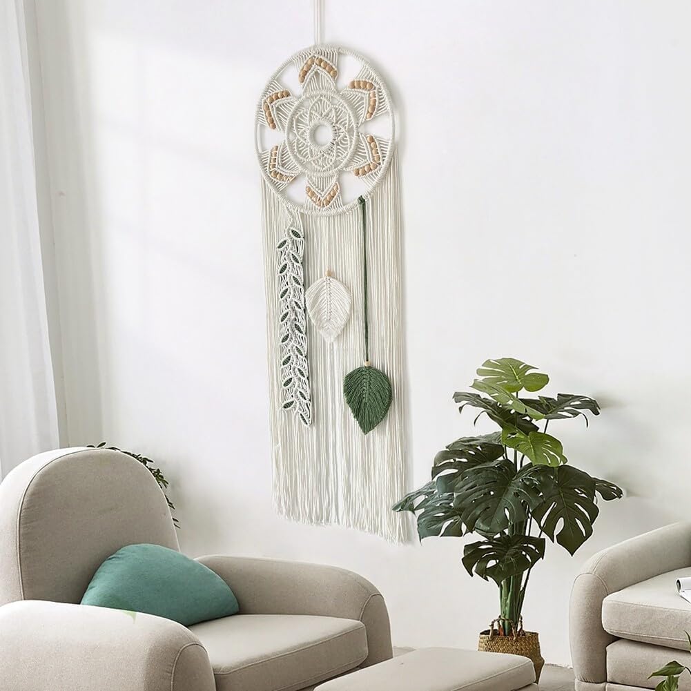 Arazzo In Macramè KaloKalo Grande 119x78 Cm – Bohémien Con Nappe E Supporto In Legno Per Soggiorno - 2