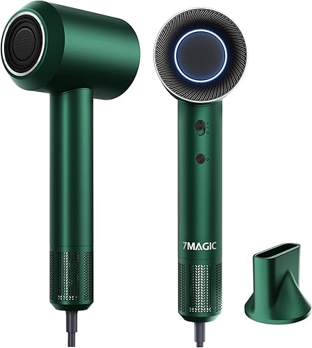 Miniatura 1 de 7MAGIC Secador de pelo de alta velocidad con motor sin escobillas de 110,000 RPM para secado rápido, secador de bajo ruido con anillo de luz LED