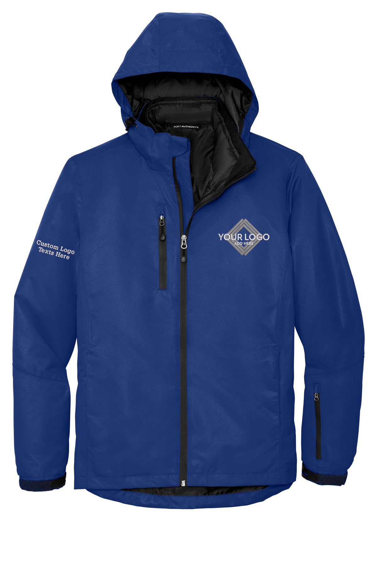 INK STITCH Men J332 Custom Embroidery Personalized Vortex Waterproof 3-in-1 Super Warm Jackets - Royal (XS)