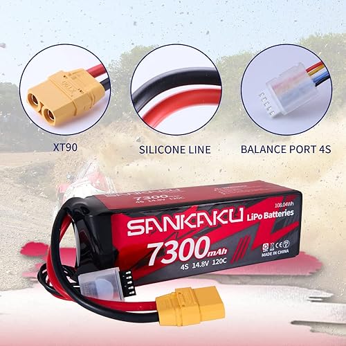 Miniatura 3 de SANKAKU 120C 7300mAh RC Lipo Batería 4S 14.8V Soft Pack con XT90 Conector para RC Coche Camión Tanque Vehículos Buggy Racing Hobby