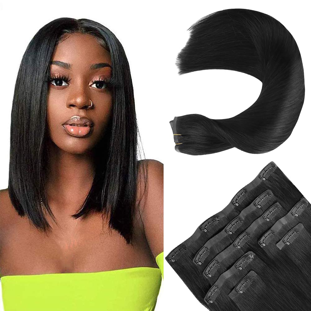 Straight Clip In Extensions Cheveux Perruque Dames Human Hair Extensions 1B Natural Black Menschliches Haar Bundles With Minimal Shedding For Women 28 Inch